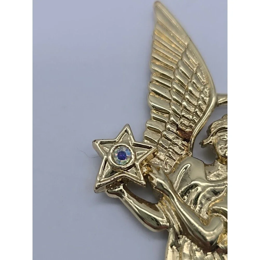 PV Hale T&T GA Guardian Angel Ornament Holding Star with Bling Stone Gold
